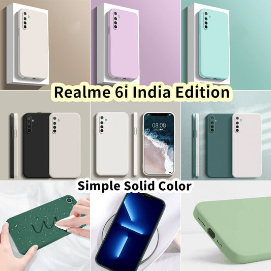 For Realme 6i Cover Drop and wear resistant Silicone Full Case Classic Simple Solid Color Phone Case Cover