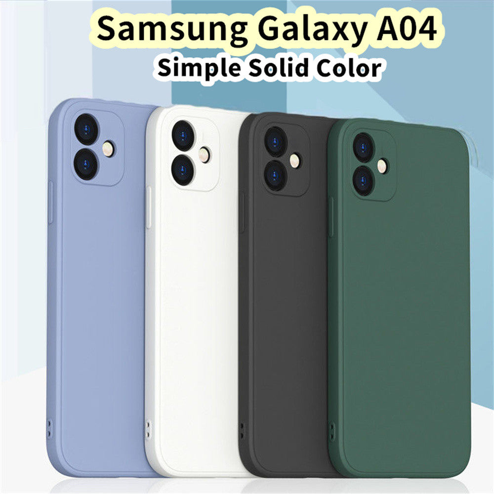For Samsung Galaxy A04 Cover Drop and wear resistant Silicone Full Case Classic Simple Solid Color Phone Case Cover