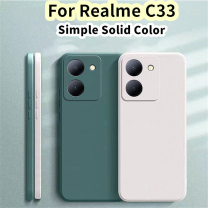 For Realme C33 Cover Drop and wear resistant Silicone Full Case Classic Simple Solid Color Phone Case Cover