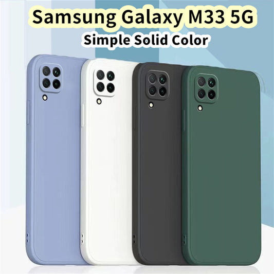 For Samsung Galaxy M33 5G Cover Drop and wear resistant Silicone Full Case Classic Simple Solid Color Phone Case Cover