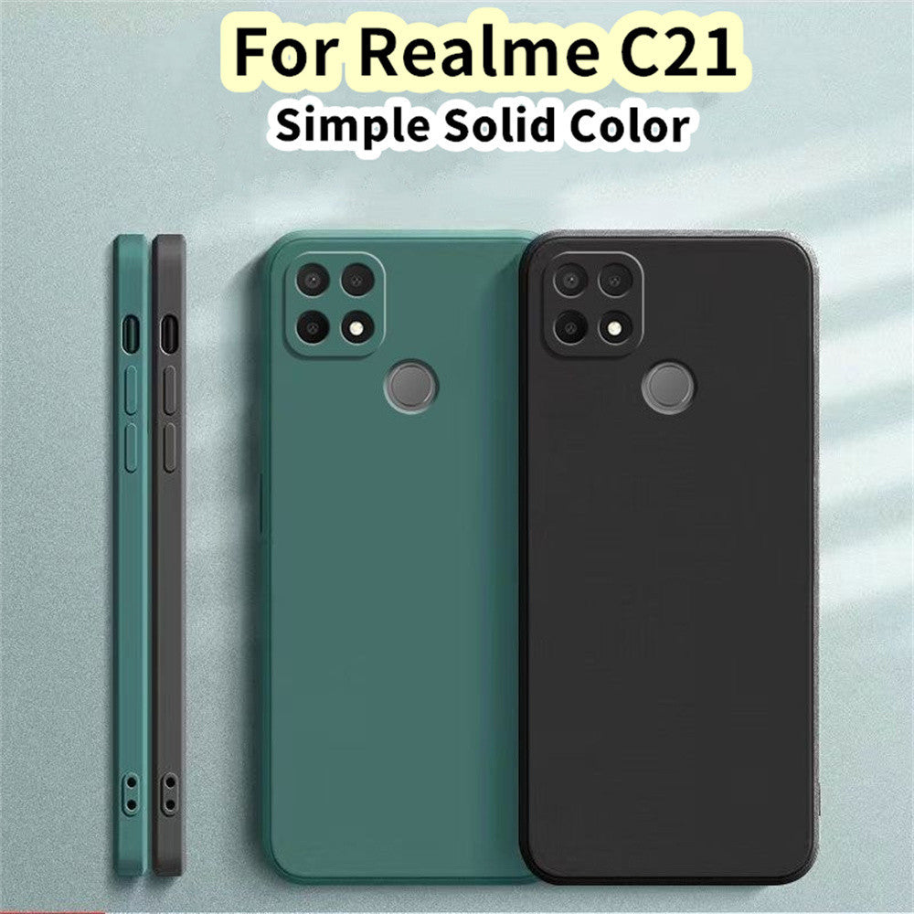 For Realme C21 Cover Drop and wear resistant Silicone Full Case Classic Simple Solid Color Phone Case Cover