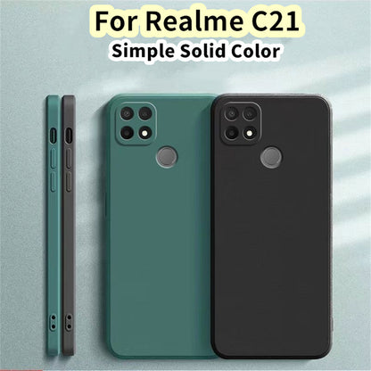 For Realme C21 Cover Drop and wear resistant Silicone Full Case Classic Simple Solid Color Phone Case Cover