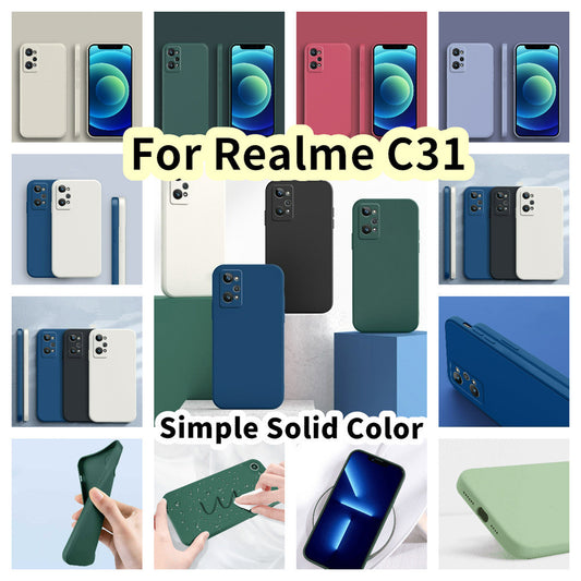 For Realme C31 Cover Drop and wear resistant Silicone Full Case Classic Simple Solid Color Phone Case Cover
