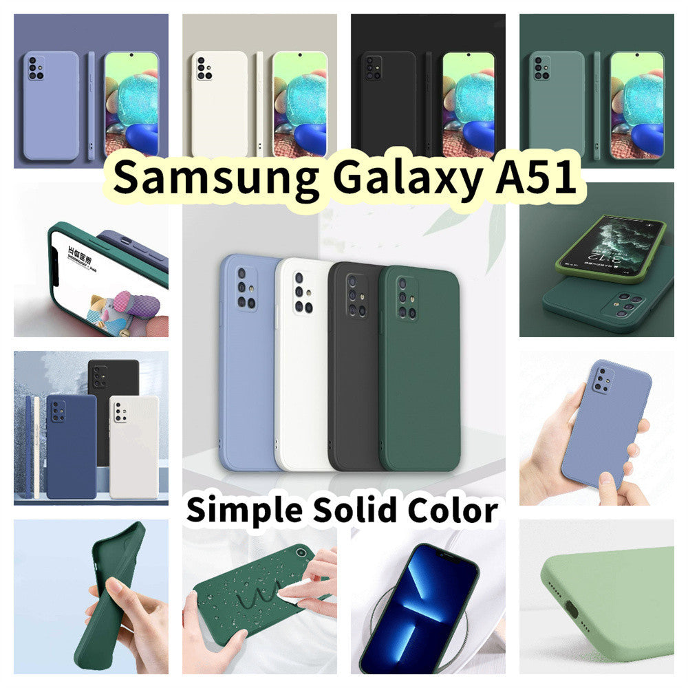 For Samsung Galaxy A51 Cover Drop and wear resistant Silicone Full Case Classic Simple Solid Color Phone Case Cover
