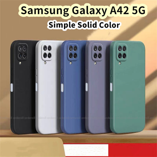 For Samsung Galaxy A42 5G Cover Drop and wear resistant Silicone Full Case Classic Simple Solid Color Phone Case Cover