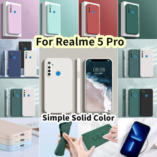 For Realme 5 Pro Cover Drop and wear resistant Silicone Full Case Classic Simple Solid Color Phone Case Cover