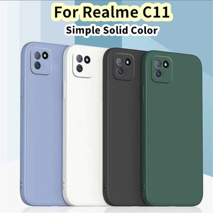 For Realme C11 Cover Drop and wear resistant Silicone Full Case Classic Simple Solid Color Phone Case Cover