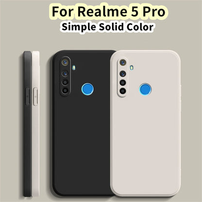For Realme 5 Pro Cover Drop and wear resistant Silicone Full Case Classic Simple Solid Color Phone Case Cover