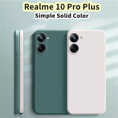 For Realme 10 Pro Plus Cover Drop and wear resistant Silicone Full Case Classic Simple Solid Color Phone Case Cover