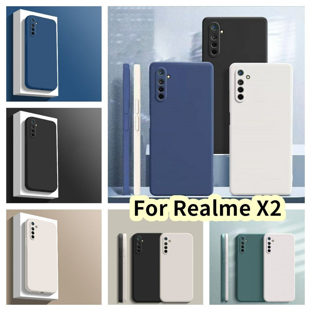For Realme X2 Cover Drop and wear resistant Silicone Full Case Classic Simple Solid Color Phone Case Cover