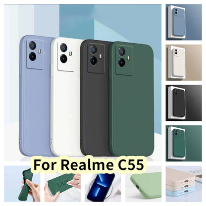 For Realme C55 Cover Drop and wear resistant Silicone Full Case Classic Simple Solid Color Phone Case Cover