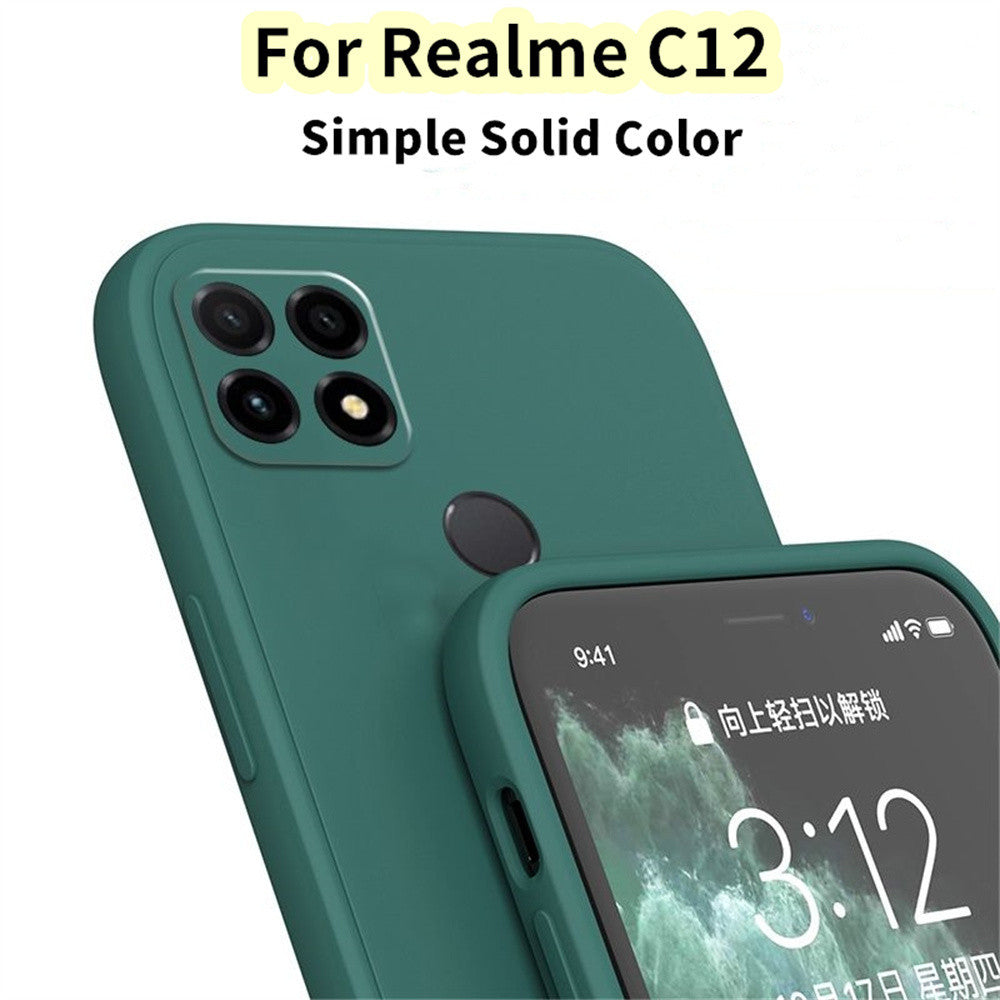 For Realme C12 Cover Drop and wear resistant Silicone Full Case Classic Simple Solid Color Phone Case Cover