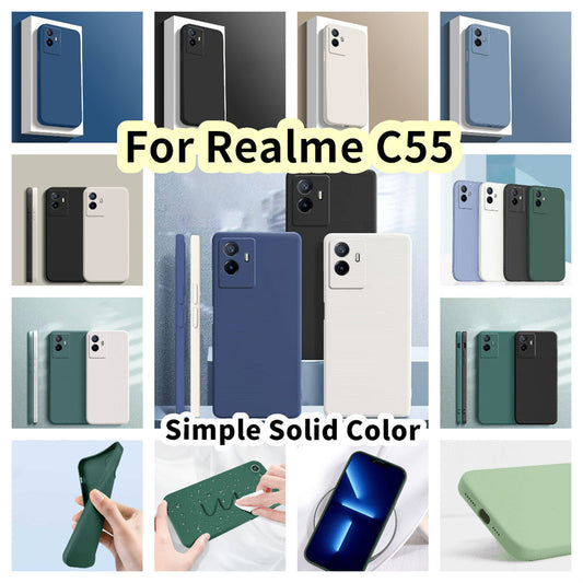 For Realme C55 Cover Drop and wear resistant Silicone Full Case Classic Simple Solid Color Phone Case Cover
