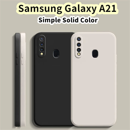 For Samsung Galaxy A21 Cover Drop and wear resistant Silicone Full Case Classic Simple Solid Color Phone Case Cover