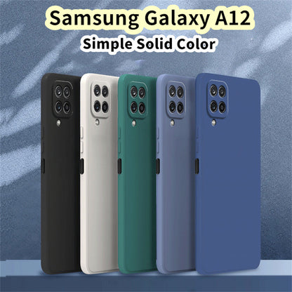 For Samsung Galaxy A12 Cover Drop and wear resistant Silicone Full Case Classic Simple Solid Color Phone Case Cover