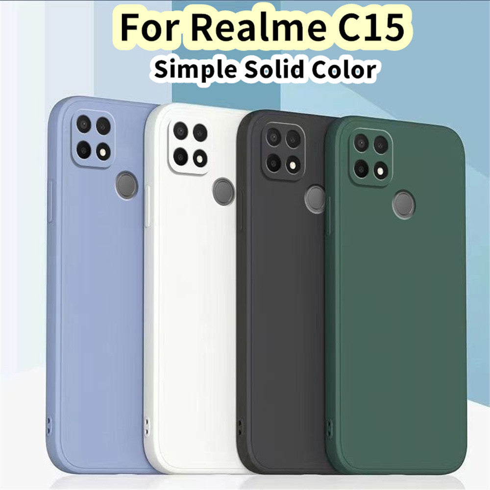 For Realme C15 Cover Drop and wear resistant Silicone Full Case Classic Simple Solid Color Phone Case Cover