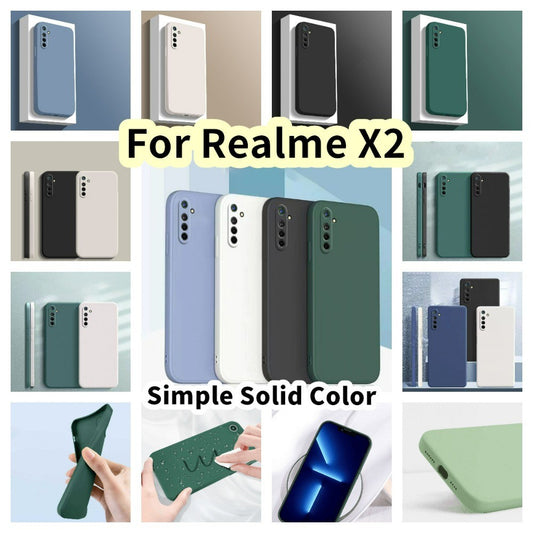 For Realme X2 Cover Drop and wear resistant Silicone Full Case Classic Simple Solid Color Phone Case Cover