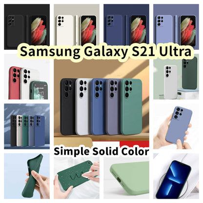 For Samsung Galaxy S21 Ultra Cover Drop and wear resistant Silicone Full Case Classic Simple Solid Color Phone Case Cover