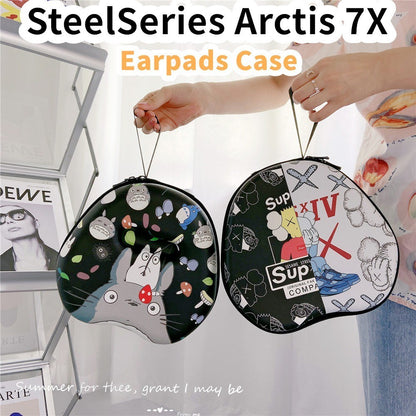 For SteelSeries Arctis 7X Headphone Case Cartoon Creative Patterns Headset Earpads Storage Bag Casing Box