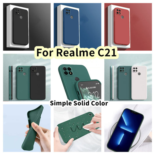 For Realme C21 Cover Drop and wear resistant Silicone Full Case Classic Simple Solid Color Phone Case Cover