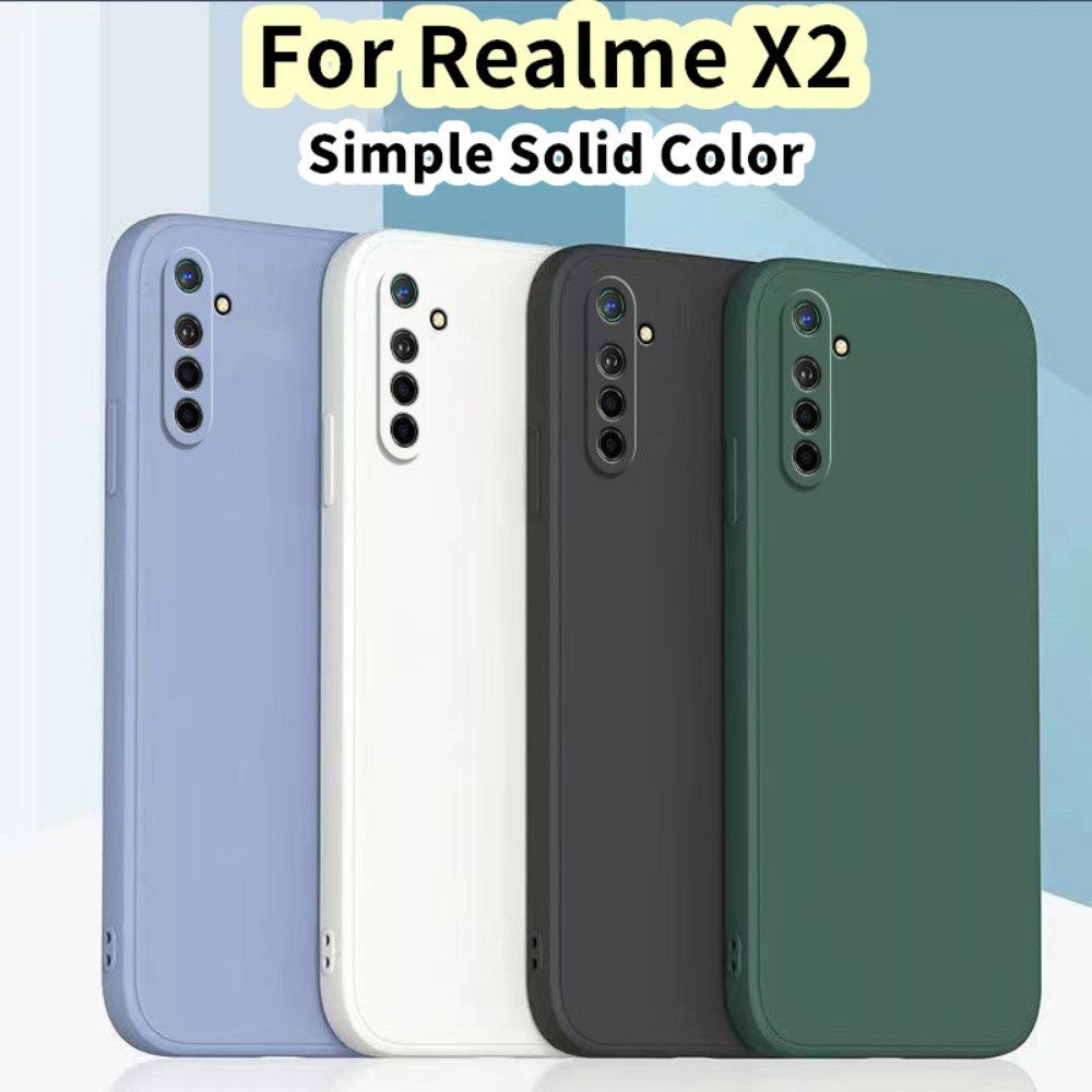 For Realme X2 Cover Drop and wear resistant Silicone Full Case Classic Simple Solid Color Phone Case Cover