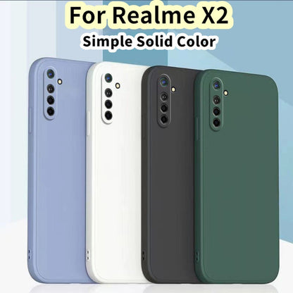 For Realme X2 Cover Drop and wear resistant Silicone Full Case Classic Simple Solid Color Phone Case Cover