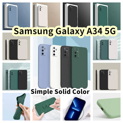For Samsung Galaxy A34 5G Cover Drop and wear resistant Silicone Full Case Classic Simple Solid Color Phone Case Cover