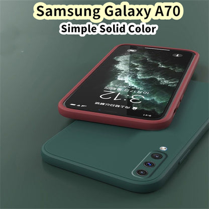 For Samsung Galaxy A70 Cover Drop and wear resistant Silicone Full Case Classic Simple Solid Color Phone Case Cover