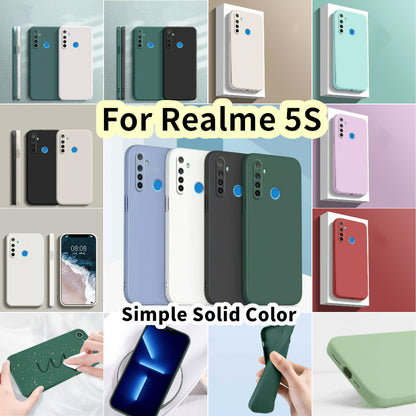 For Realme 5S Cover Drop and wear resistant Silicone Full Case Classic Simple Solid Color Phone Case Cover