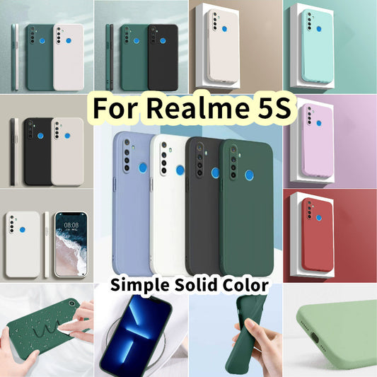 For Realme 5S Cover Drop and wear resistant Silicone Full Case Classic Simple Solid Color Phone Case Cover