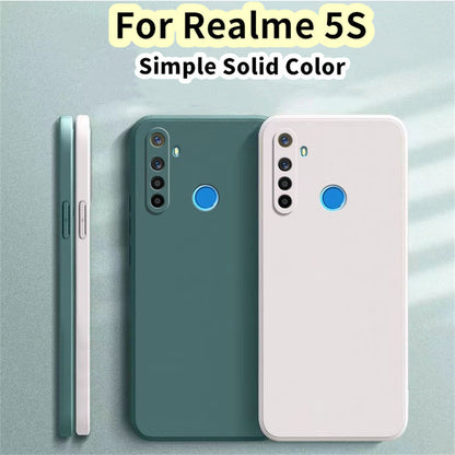 For Realme 5S Cover Drop and wear resistant Silicone Full Case Classic Simple Solid Color Phone Case Cover