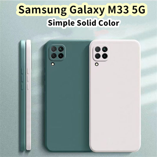 For Samsung Galaxy M33 5G Cover Drop and wear resistant Silicone Full Case Classic Simple Solid Color Phone Case Cover