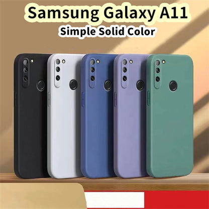 For Samsung Galaxy A11 Cover Drop and wear resistant Silicone Full Case Classic Simple Solid Color Phone Case Cover