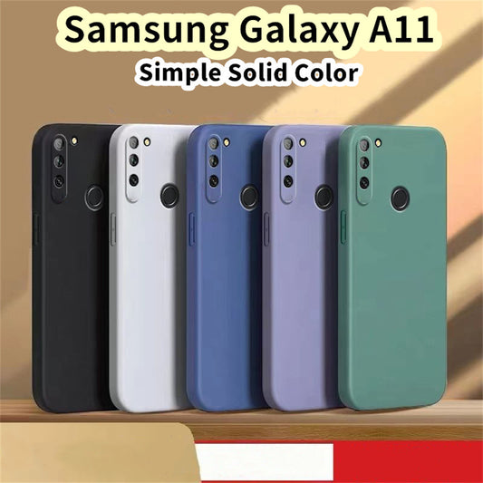 For Samsung Galaxy A11 Cover Drop and wear resistant Silicone Full Case Classic Simple Solid Color Phone Case Cover
