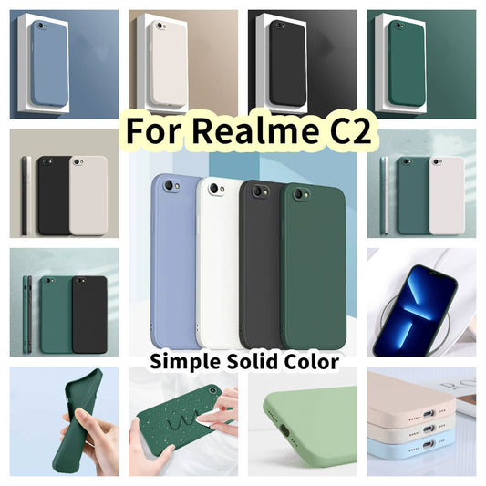 For Realme C2 Cover Drop and wear resistant Silicone Full Case Classic Simple Solid Color Phone Case Cover