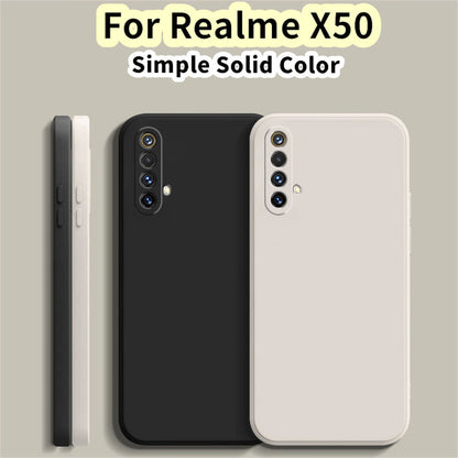 For Realme X50 Cover Drop and wear resistant Silicone Full Case Classic Simple Solid Color Phone Case Cover