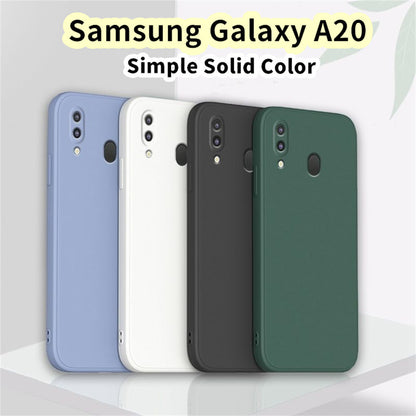 For Samsung Galaxy A20 Cover Drop and wear resistant Silicone Full Case Classic Simple Solid Color Phone Case Cover