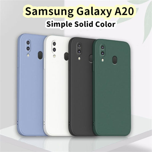 For Samsung Galaxy A20 Cover Drop and wear resistant Silicone Full Case Classic Simple Solid Color Phone Case Cover