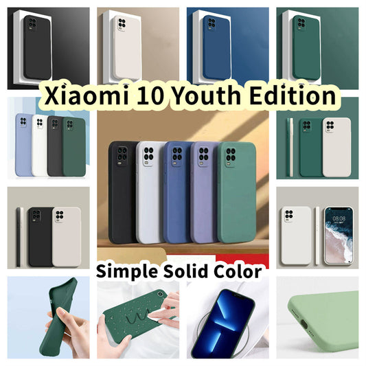 For Xiaomi 10 Youth Edition Cover Drop and wear resistant Silicone Full Case Classic Simple Solid Color Phone Case Cover