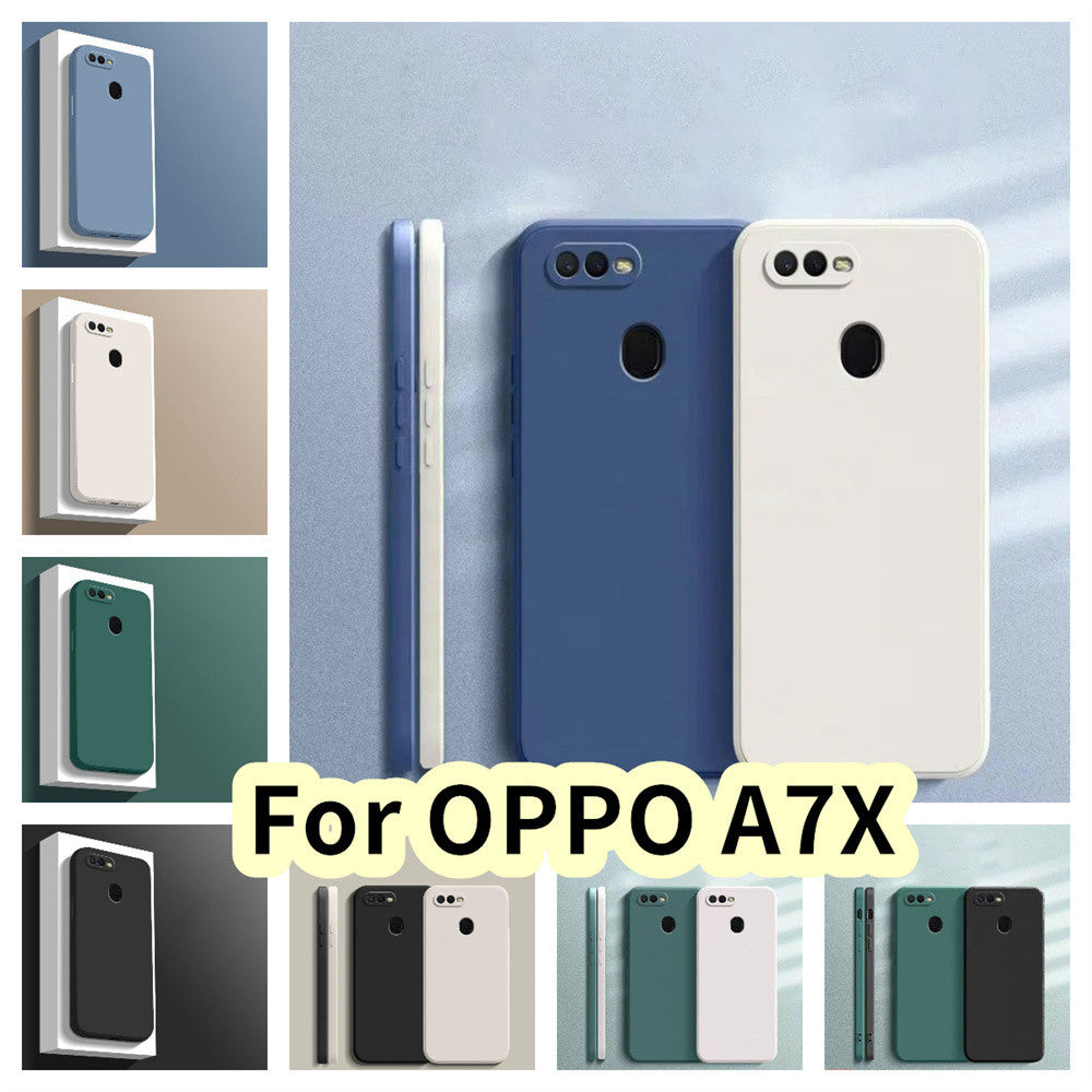 For OPPO A7X Cover Drop and wear resistant Silicone Full Case Classic Simple Solid Color Phone Case Cover