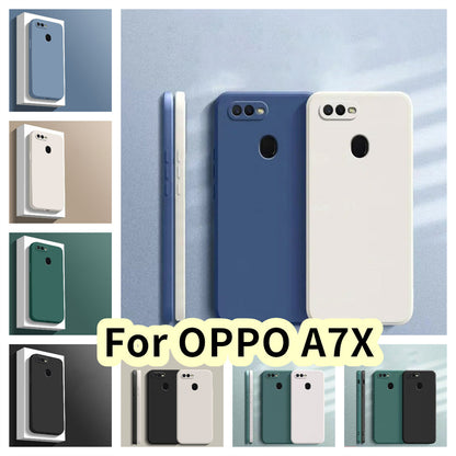 For OPPO A7X Cover Drop and wear resistant Silicone Full Case Classic Simple Solid Color Phone Case Cover