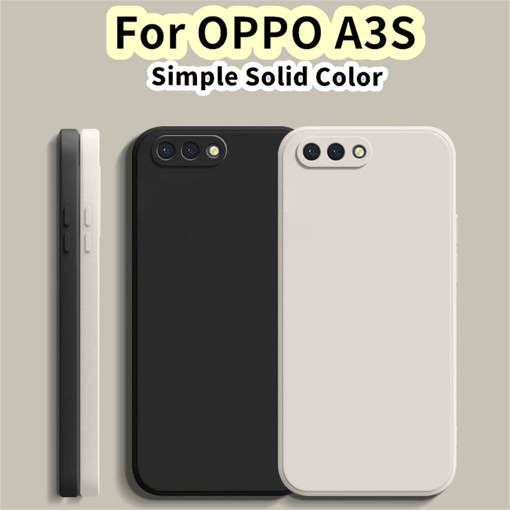 For OPPO A3S Cover Drop and wear resistant Silicone Full Case Classic Simple Solid Color Phone Case Cover