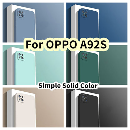 For OPPO A92S Cover Drop and wear resistant Silicone Full Case Classic Simple Solid Color Phone Case Cover
