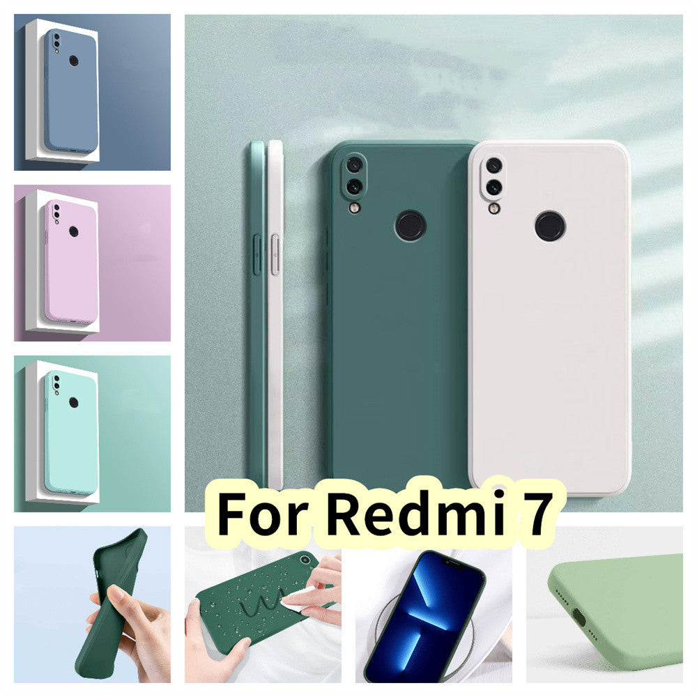 For Redmi 7 Cover Drop and wear resistant Silicone Full Case Classic Simple Solid Color Phone Case Cover