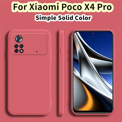 For Xiaomi Poco X4 Pro Cover Drop and wear resistant Silicone Full Case Classic Simple Solid Color Phone Case Cover