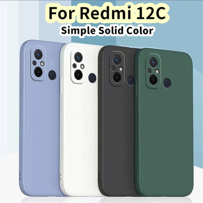 For Redmi 12C Cover Drop and wear resistant Silicone Full Case Classic Simple Solid Color Phone Case Cover
