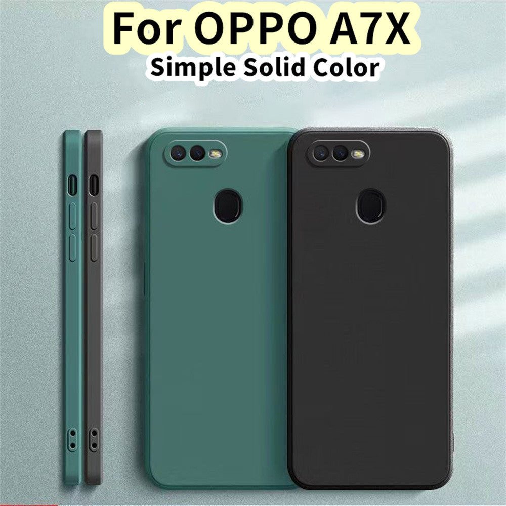 For OPPO A7X Cover Drop and wear resistant Silicone Full Case Classic Simple Solid Color Phone Case Cover
