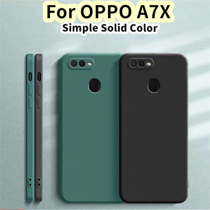 For OPPO A7X Cover Drop and wear resistant Silicone Full Case Classic Simple Solid Color Phone Case Cover