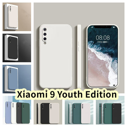 For Xiaomi 9 Youth Edition Cover Drop and wear resistant Silicone Full Case Classic Simple Solid Color Phone Case Cover