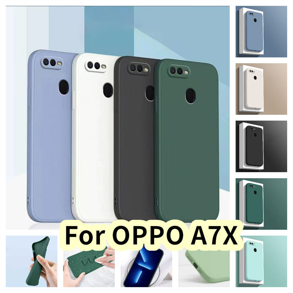 For OPPO A7X Cover Drop and wear resistant Silicone Full Case Classic Simple Solid Color Phone Case Cover